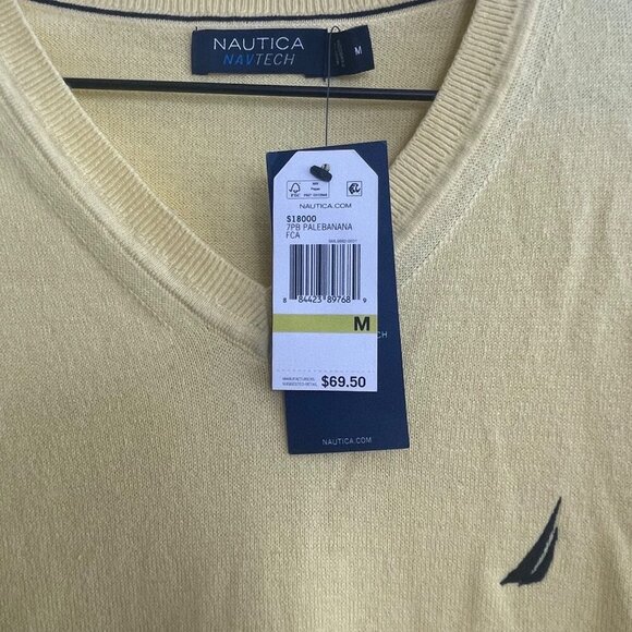 Nautica Men’s V-Neck Sweater Medium Ochre Beach Navtech NWT Classic Fit - Picture 9 of 12